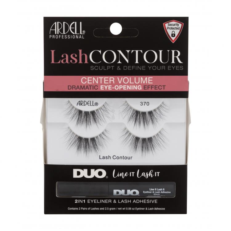 Ardell Lash Contour 370 Подаръчен комплект изкуствени мигли Lash Contour 370 2 чифта + лепило за мигли и очна линия Duo Line It Lash It 2in1 Eyeliner &amp; Lash Adhesive 2,5 g