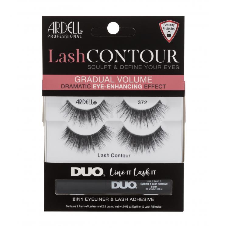 Ardell Lash Contour 372 Подаръчен комплект изкуствени мигли Lash Contour 372 2 чифта + лепило за мигли и очна линия Duo Line It Lash It 2in1 Eyeliner &amp; Lash Adhesive 2,5 g