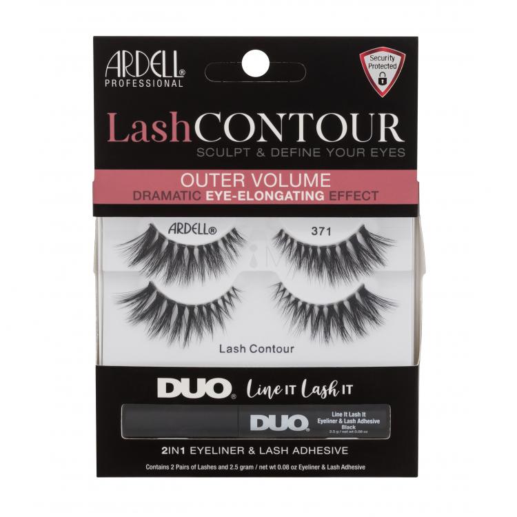 Ardell Lash Contour 371 Подаръчен комплект изкуствени мигли Lash Contour 371 2 чифта + лепило за мигли и очна линия Duo Line It Lash It 2in1 Eyeliner &amp; Lash Adhesive 2,5 g