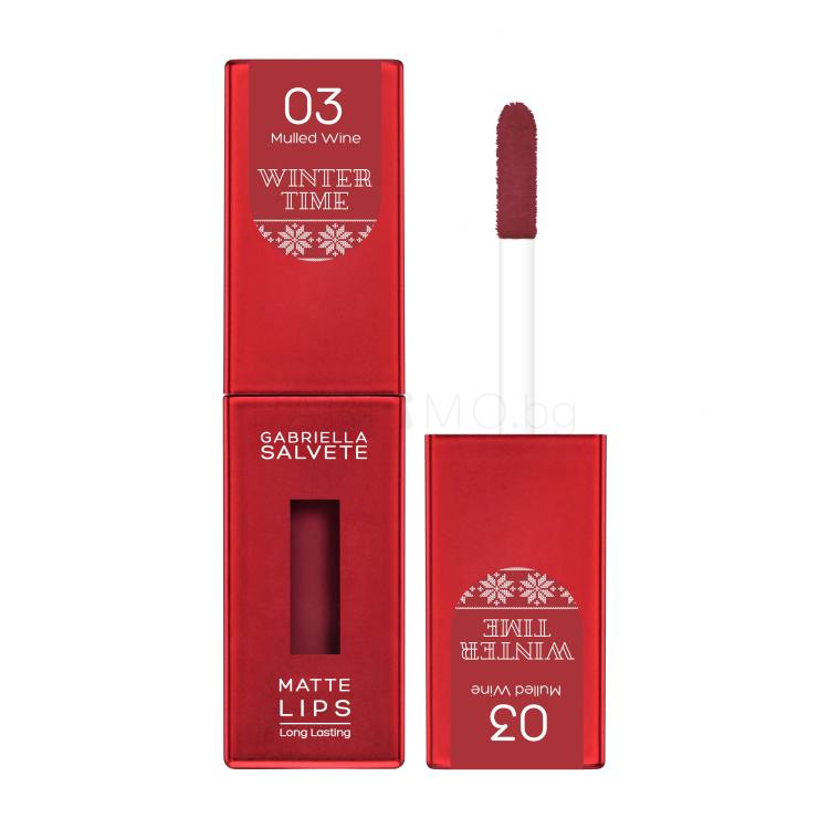 Gabriella Salvete Winter Time Matte Lips Червило за жени 4,5 ml Нюанс 03 Mulled Wine