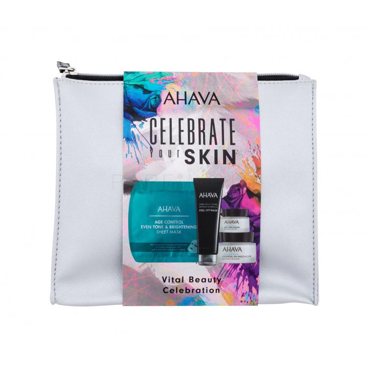 AHAVA Celebrate Your Skin Vital Beauty Celebration Подаръчен комплект дневен крем за лице Time To Hydrate Essential Day Moisturizer 50 ml + нощен крем за лице Time To Hydrate Night Replenisher 15 ml + маска за лице Age Control Even Tone &amp; Brightening Sheet Mask 1 бр + маска за лице Dunaliella Algae 