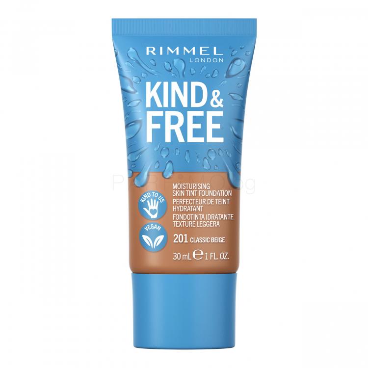 Rimmel London Kind &amp; Free Skin Tint Foundation Фон дьо тен за жени 30 ml Нюанс 201 Classic Beige