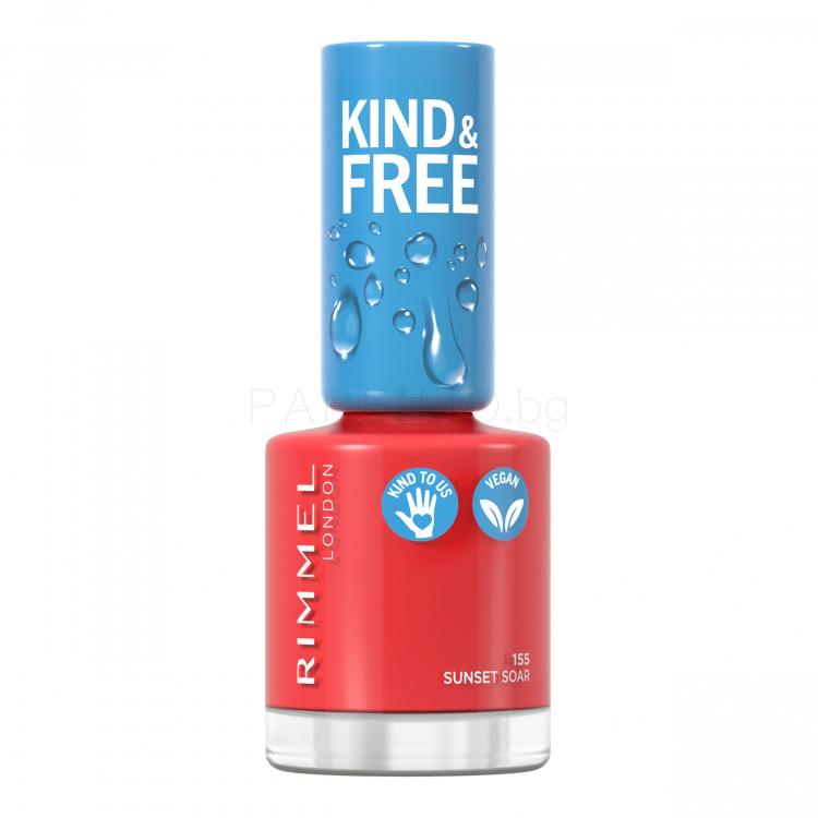 Rimmel London Kind &amp; Free Лак за нокти за жени 8 ml Нюанс 155 Sunset Soar