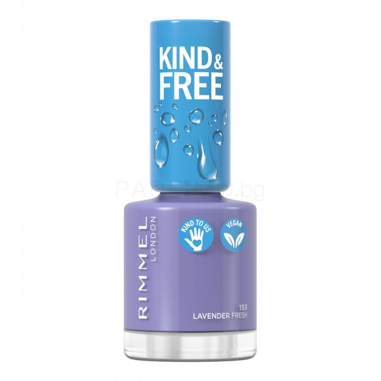 Rimmel London Kind &amp; Free Лак за нокти за жени 8 ml Нюанс 153 Lavender Light