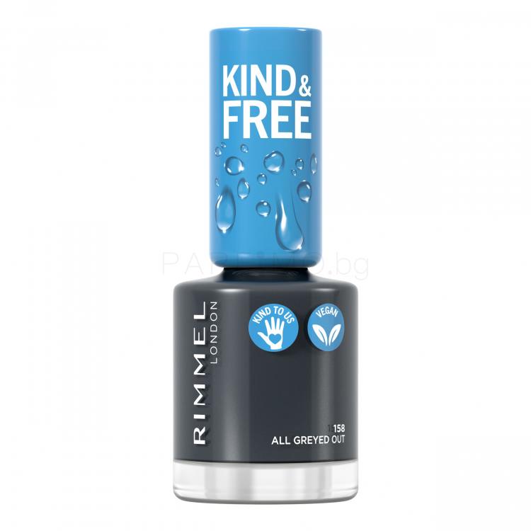 Rimmel London Kind &amp; Free Лак за нокти за жени 8 ml Нюанс 158 All Greyed Out