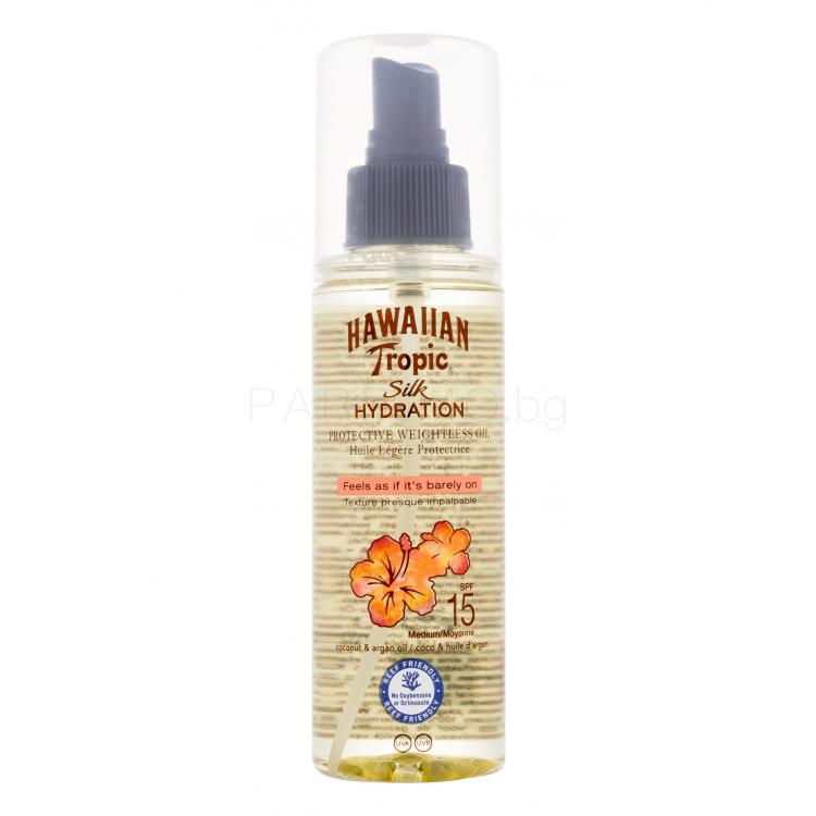 Hawaiian Tropic Silk Hydration Weightless Oil SPF15 Слънцезащитна козметика за тяло за жени 150 ml