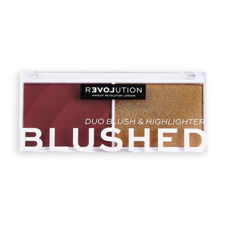 Revolution Relove Colour Play Blushed Duo Blush &amp; Highlighter Контурираща палитра за жени 5,8 g Нюанс Wishful