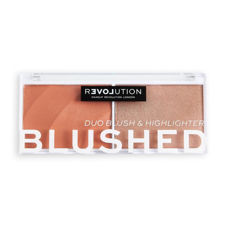 Revolution Relove Colour Play Blushed Duo Blush &amp; Highlighter Контурираща палитра за жени 5,8 g Нюанс Queen