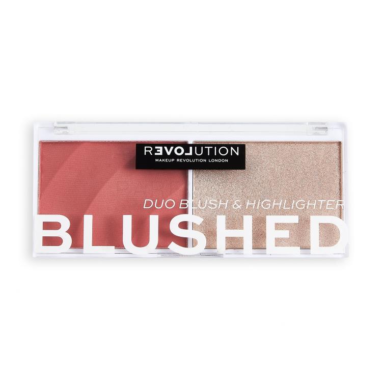 Revolution Relove Colour Play Blushed Duo Blush &amp; Highlighter Контурираща палитра за жени 5,8 g Нюанс Cute