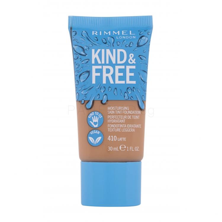 Rimmel London Kind &amp; Free Skin Tint Foundation Фон дьо тен за жени 30 ml Нюанс 410 Latte