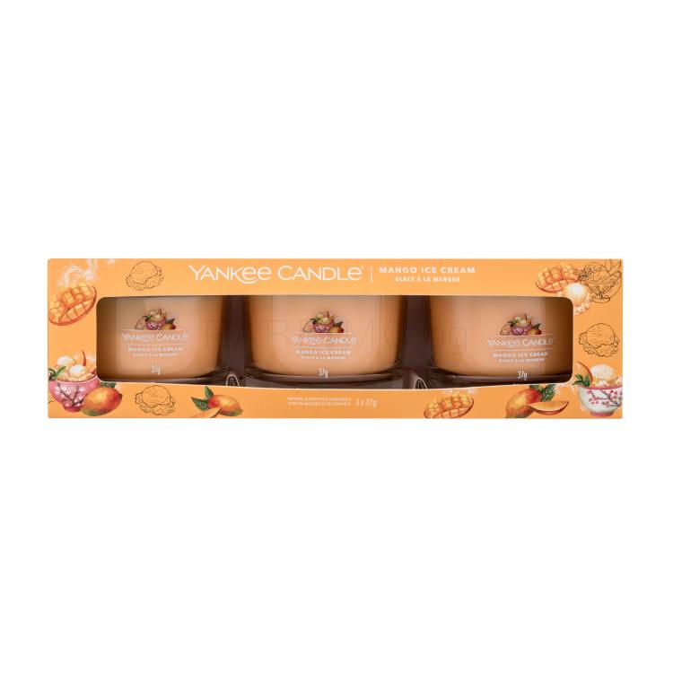 Yankee Candle Mango Ice Cream Подаръчен комплект ароматизирана свещ 3 x 37 g