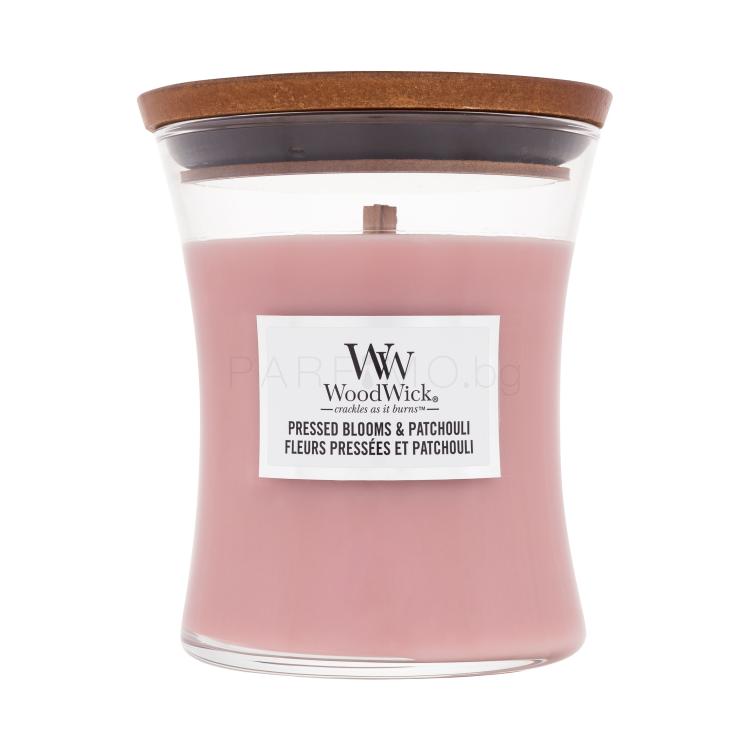 WoodWick Pressed Blooms &amp; Patchouli Ароматна свещ 275 g