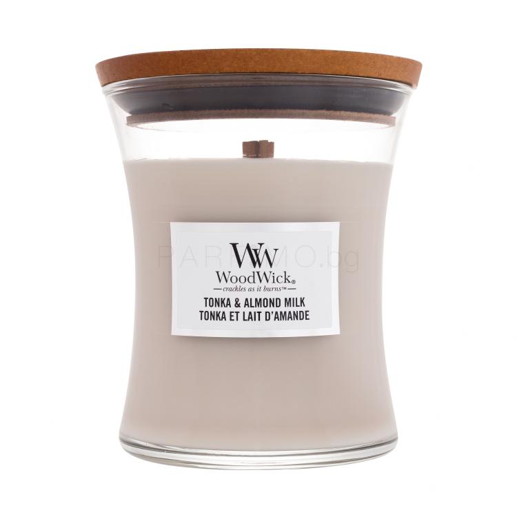 WoodWick Tonka &amp; Almond Milk Ароматна свещ 275 g