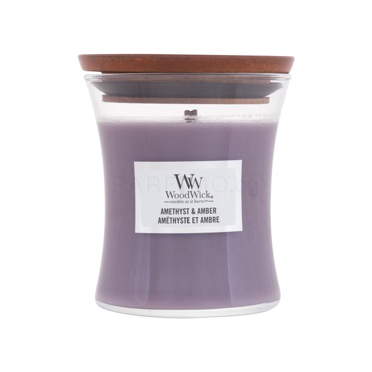 WoodWick Amethyst &amp; Amber Ароматна свещ 85 g