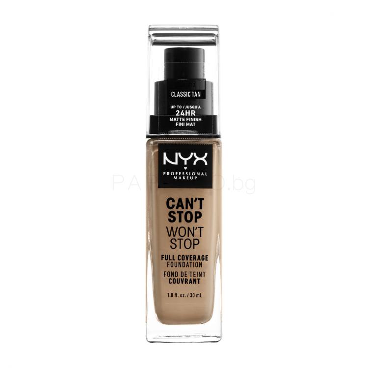 NYX Professional Makeup Can&#039;t Stop Won&#039;t Stop Фон дьо тен за жени 30 ml Нюанс 12 Classic Tan