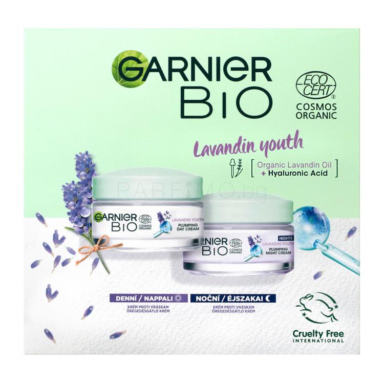 Garnier Bio Lavandin Youth Подаръчен комплект дневен крем за лице Bio Lavandin Youth Plumping Day Cream 50 ml + нощен крем за лице Bio Lavandin Youth Plumping Night Cream 50 ml