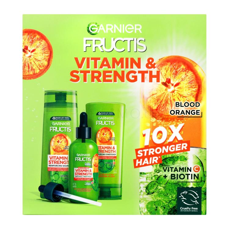 Garnier Fructis Vitamin &amp; Strength Подаръчен комплект шампоан Fructis Vitamin &amp; Strength 250 ml + балсам Fructis Vitamin &amp; Strength 200 ml + серум за коса Fructis Vitamin &amp; Strength 125 ml