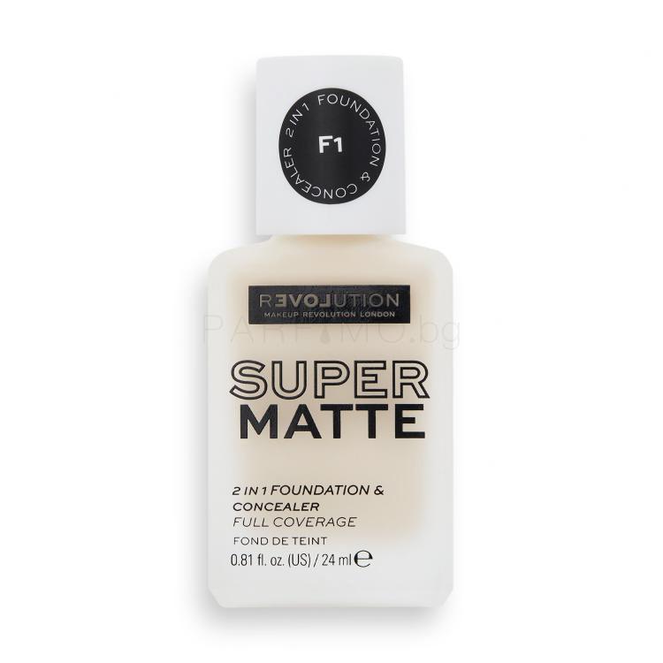 Revolution Relove Super Matte 2 in 1 Foundation &amp; Concealer Фон дьо тен за жени 24 ml Нюанс F1