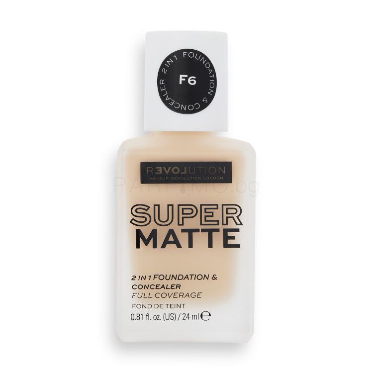 Revolution Relove Super Matte 2 in 1 Foundation &amp; Concealer Фон дьо тен за жени 24 ml Нюанс F6