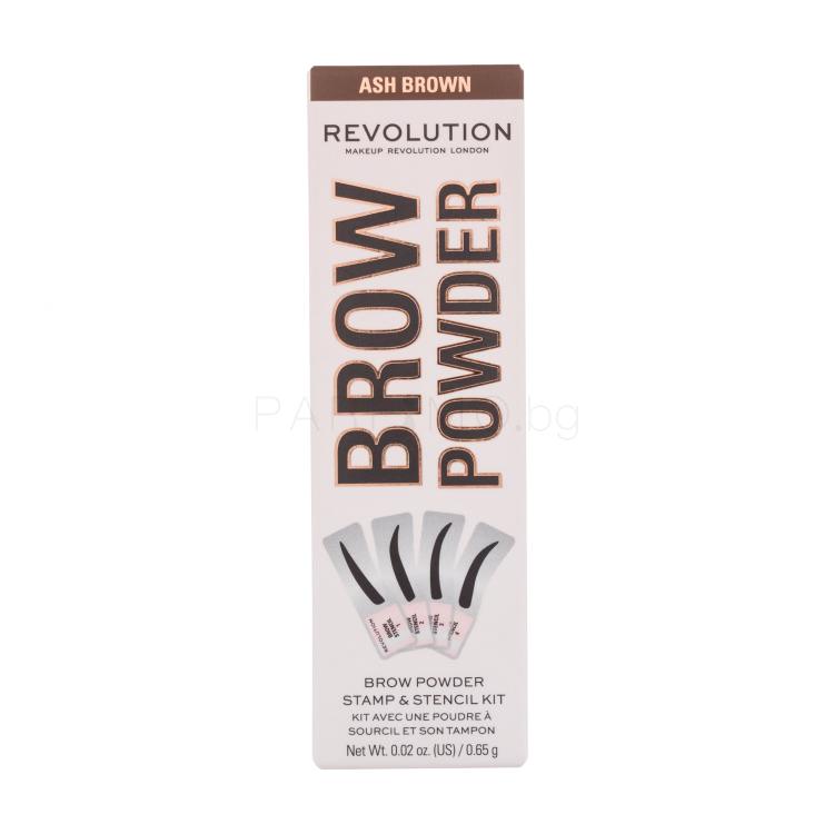 Makeup Revolution London Brow Powder Stamp &amp; Stencil Пудра за вежди за жени 0,65 g Нюанс Ash Brown