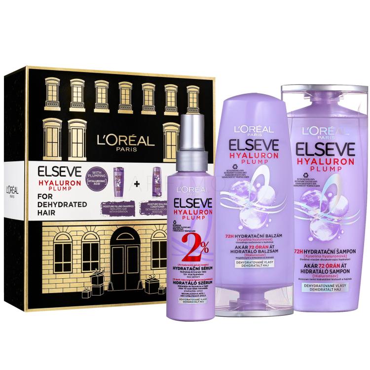 L&#039;Oréal Paris Elseve Hyaluron Plump Подаръчен комплект шампоан Elseve Hyaluron Plump 250 ml + балсам за коса Elseve Hyaluron Plump 200 ml + серум за коса Elseve Hyaluron Plump 150 ml