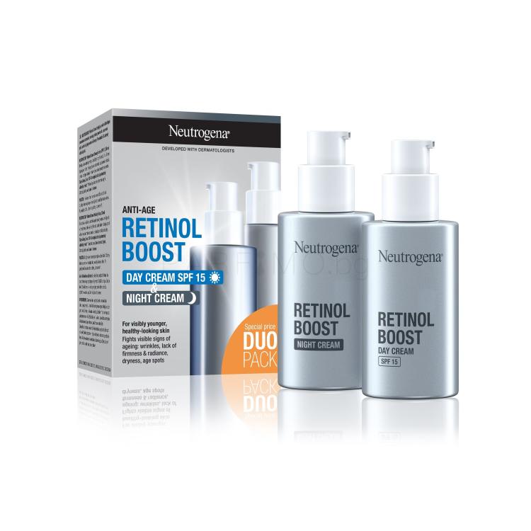 Neutrogena Retinol Boost Duo Pack Подаръчен комплект дневен крем за лице Retinol Boost Day Cream SPF15 50 ml + нощен крем за лице Retinol Boost Night Cream 50 ml