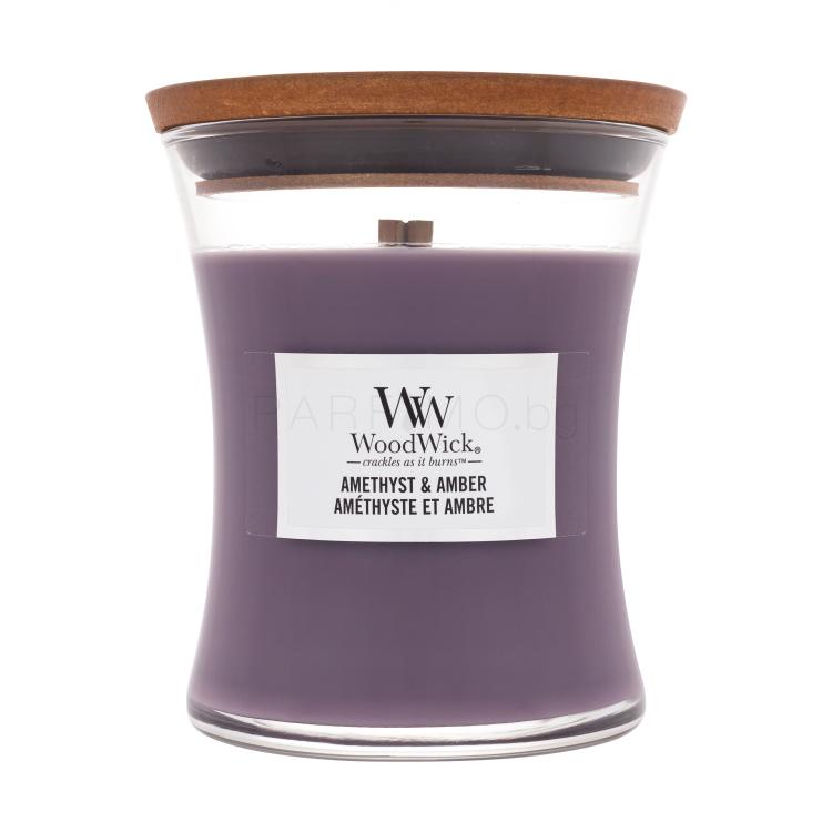 WoodWick Amethyst &amp; Amber Ароматна свещ 275 g