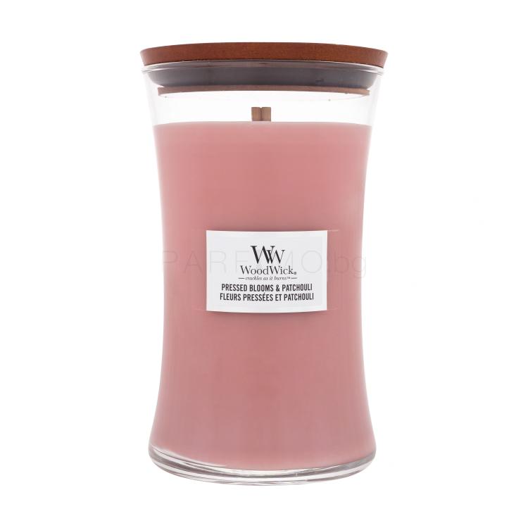 WoodWick Pressed Blooms &amp; Patchouli Ароматна свещ 610 g