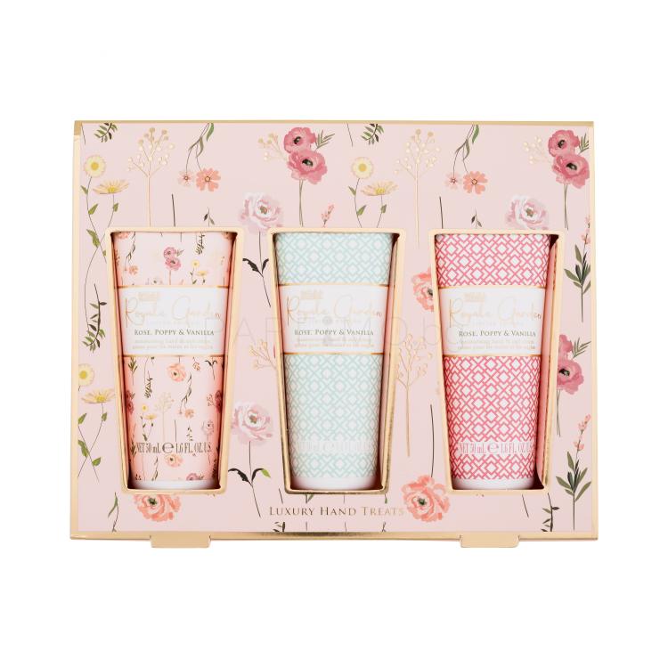 Baylis &amp; Harding Royale Garden Luxury Hand Treats Подаръчен комплект крем за ръце Royale Garden Royale Garden Rose, Poppy &amp; Vanilla 3 x 50 ml