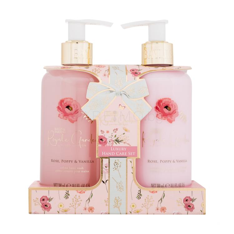 Baylis &amp; Harding Royale Garden Luxury Hand Care Set Подаръчен комплект лосион за тяло Royale Garden Rose, Poppy &amp; Vanilla 300 ml + сапун за ръце Royale Garden Rose, Poppy &amp; Vanilla 300 ml