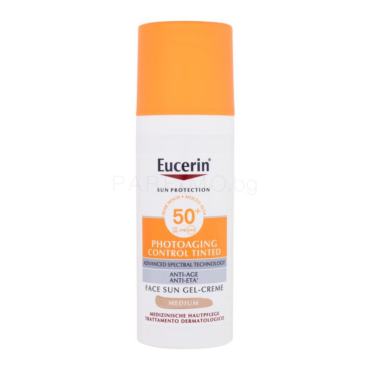 Eucerin Sun Protection Photoaging Control Tinted Gel-Cream SPF50+ Слънцезащитен продукт за лице за жени 50 ml Нюанс Medium