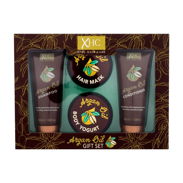 Xpel Argan Oil Gift Set Подаръчен комплект шампоан Argan Oil 100 ml + балсам Argan Oil 100 ml + маска за коса Argan Oil 50 ml + йогурт за тяло Argan Oil 50 ml