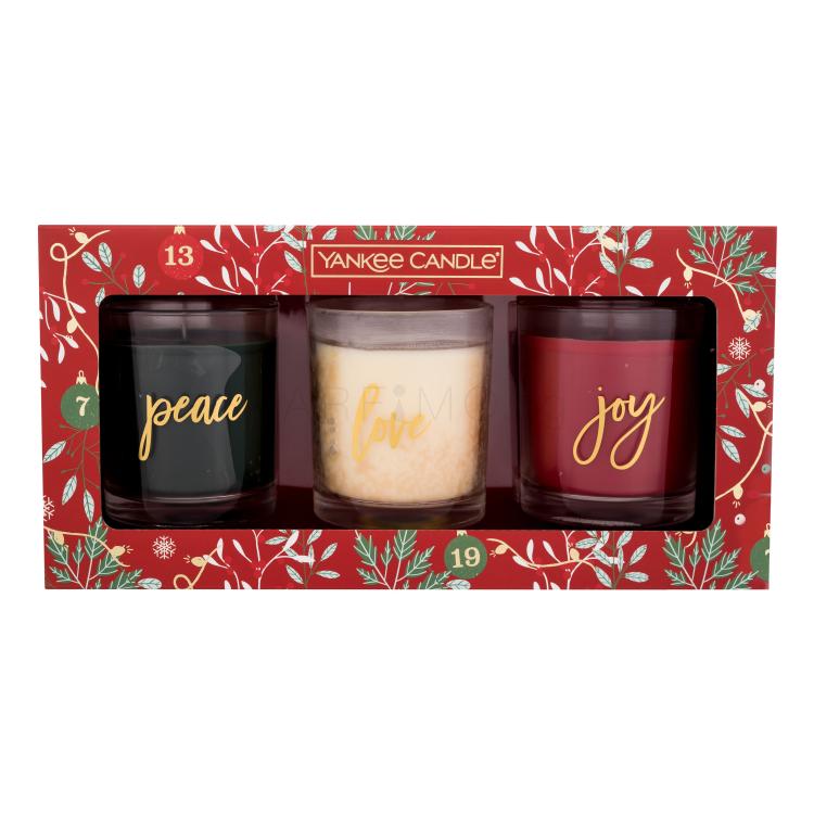 Yankee Candle Countdown To Christmas Подаръчен комплект свещ Peace 226 g + свещ Love 226 g + свещ Joy 226 g