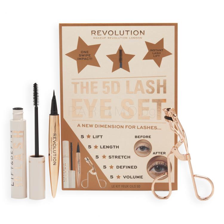 Makeup Revolution London 5D Lash Eye Set Подаръчен комплект спирала 5D Lash 14 ml + очна линия Renaissance Flick 0,8 g Black + пинсета за мигли