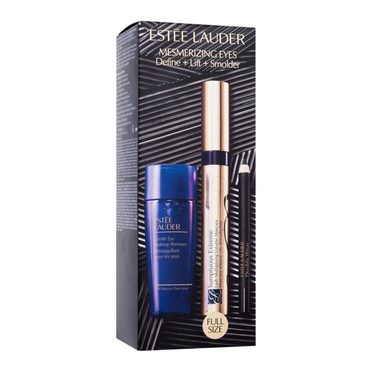 Estée Lauder Mesmerizing Eyes Define + Lift + Smolder Подаръчен комплект спирала Sumptuous Extreme 8 ml + почистване на грим Gentle Eye Makeup Remover 30 ml + молив за очи Double Wear 24H Waterproof Gel Eye Pencil 0,8 g 01 Onyx