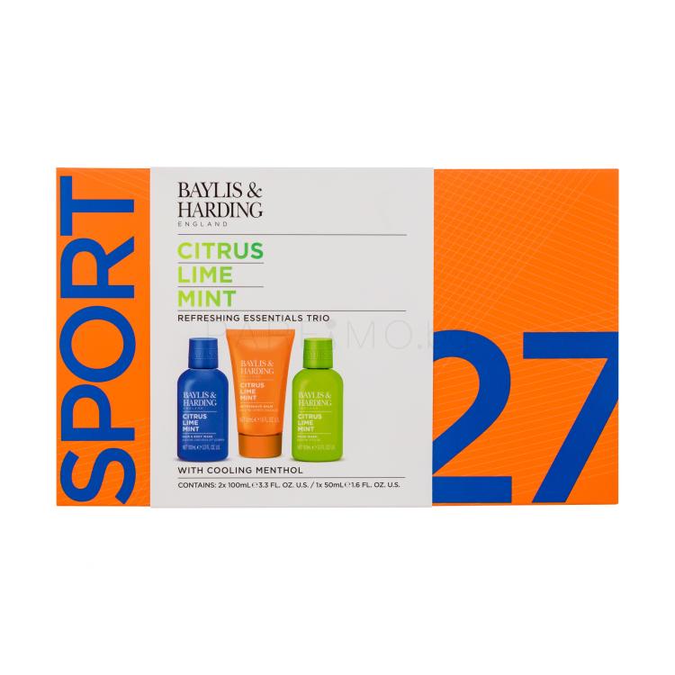 Baylis &amp; Harding Citrus Lime Mint Refreshing Essentials Trio Подаръчен комплект душ гел за коса и тяло Citrus Lime &amp; Mint 100 ml + сапун за лице Citrus Lime &amp; Mint 100 ml + балсам след бръснене Citrus Lime &amp; Mint 50 ml увредена кутия