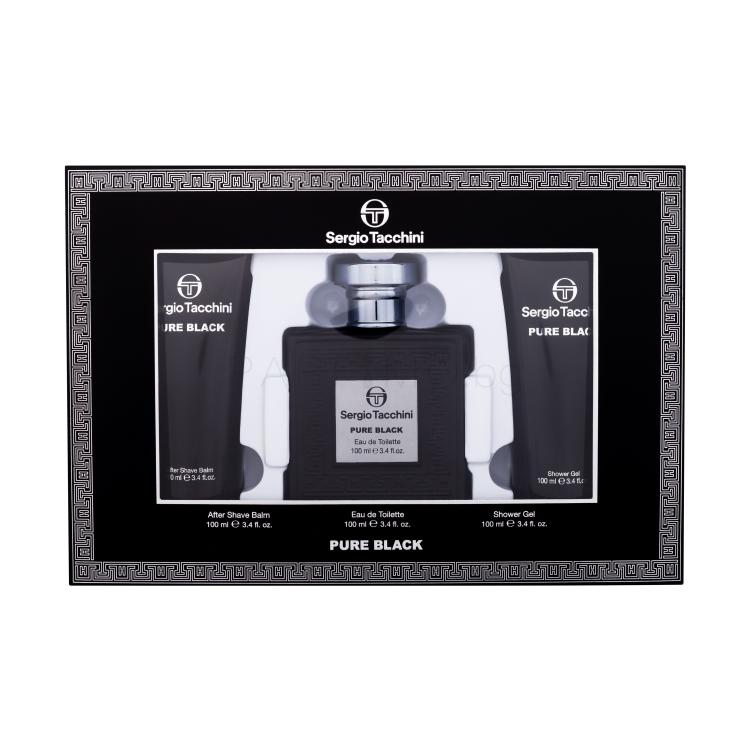 Sergio Tacchini Pure Black Подаръчен комплект EDT 100 ml + душ гел 100 ml + балсам след бръснене 100 ml