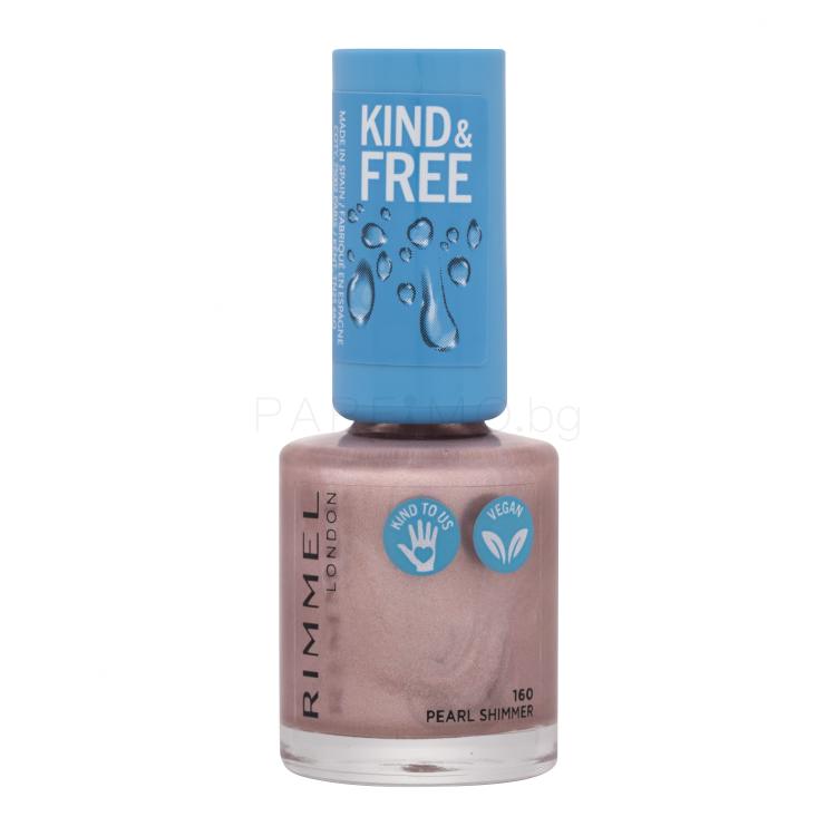 Rimmel London Kind &amp; Free Лак за нокти за жени 8 ml Нюанс 160 Pearl Shimmer