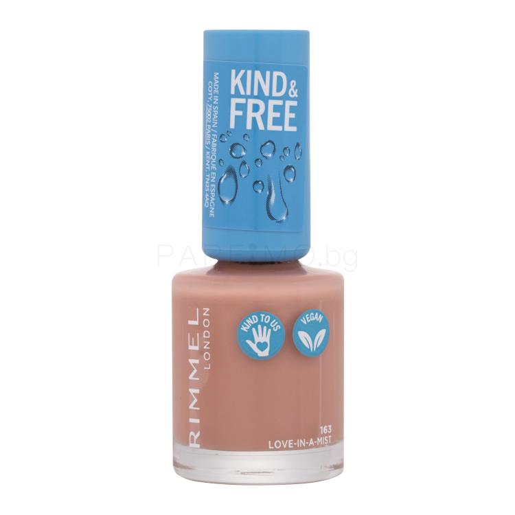 Rimmel London Kind &amp; Free Лак за нокти за жени 8 ml Нюанс 163 Love-In-A-Mist