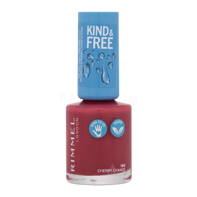 Rimmel London Kind &amp; Free Лак за нокти за жени 8 ml Нюанс 166 Cherry Chance