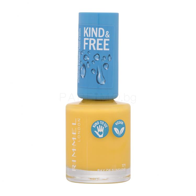 Rimmel London Kind &amp; Free Лак за нокти за жени 8 ml Нюанс 171 Ray Of Sunshine