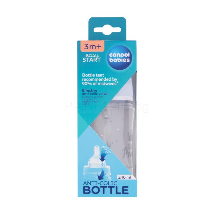 Canpol babies Royal Baby Easy Start Anti-Colic Bottle Little Prince 3m+ Бебешко шише за деца 240 ml