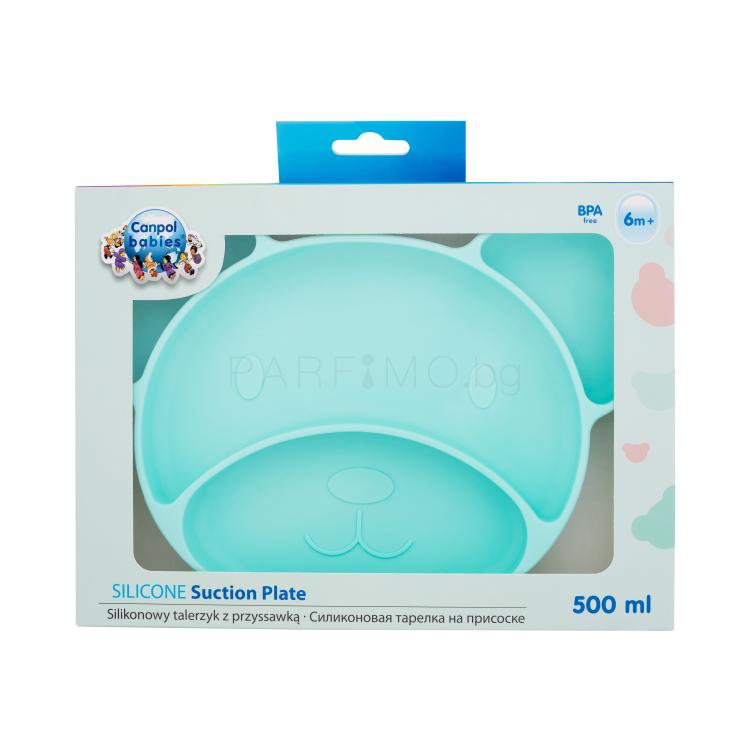 Canpol babies Silicone Suction Plate Turquoise Съдове за деца 500 ml