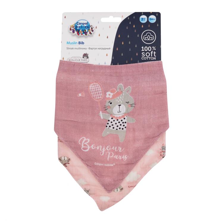 Canpol babies Bonjour Paris Muslin Bib Pink Лигавник за деца 2 бр