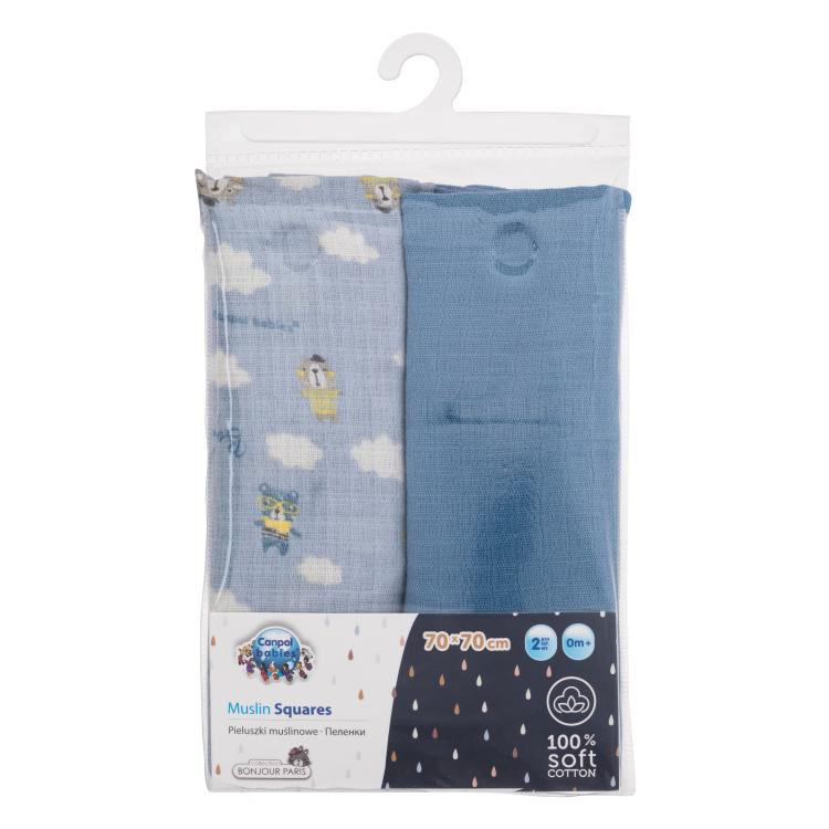 Canpol babies Bonjour Paris Muslin Squares Diapers Blue Пелена от плат за деца 2 бр