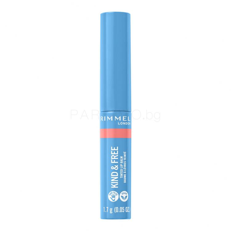 Rimmel London Kind &amp; Free Tinted Lip Balm Балсам за устни за жени 4 g Нюанс 004 Hibiscus Blaze