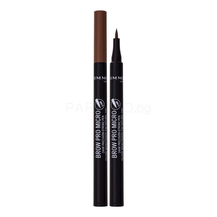 Rimmel London Brow Pro Micro 24HR Precision-Stroke Pen Молив за вежди за жени 1 ml Нюанс 002 Honey Brown