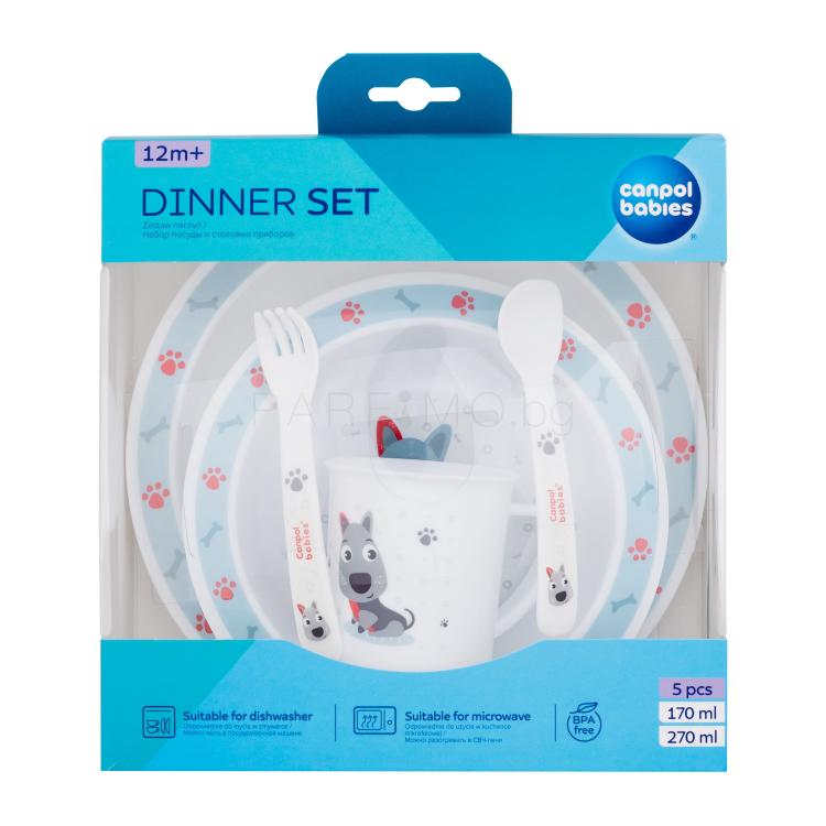 Canpol babies Cute Animals Dinner Set Dog Съдове за деца Комплект