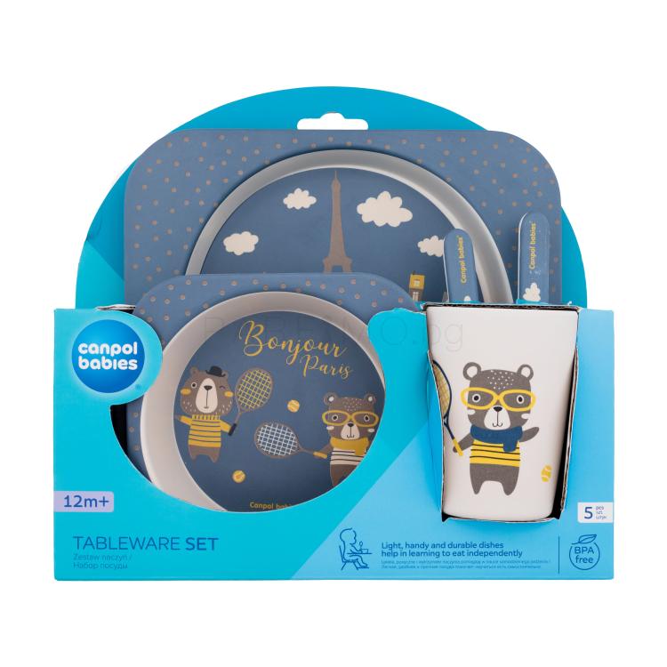 Canpol babies Bonjour Paris Tableware Set Blue Съдове за деца Комплект