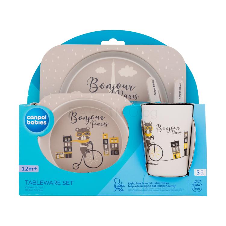 Canpol babies Bonjour Paris Tableware Set Beige Съдове за деца Комплект